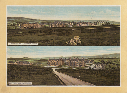 Llandrindod Wells: Llandrindod Wells from the Common; Golf Links and Ridgebourne (colour litho)