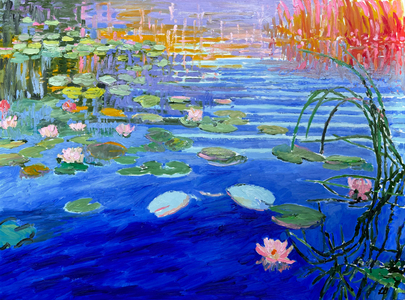 Rainbow Water Lilies, 2024 (oil on canvas)