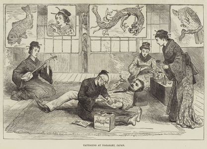 Tattooing at Nagasaki, Japan (engraving)
