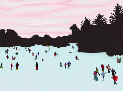 Sledding, Prospect Park (digital art)