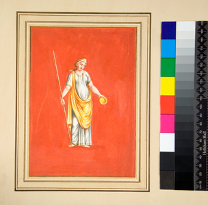 Female figure with stephane (black chalk, some with pen and brown ink. coloured with w/c)