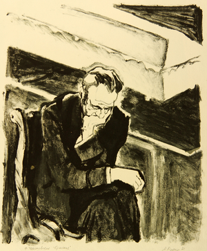 By the coffin, Illustration to Fyodor Dostoyevsky's short story 'A Gentle Creature' (1871), 1971 (monotype)
