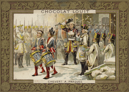 Francois de Chevert, French general, at the Siege of Prague, 1741 (chromolitho)