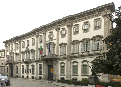 Facade of Palazzo Cusani, Milan, Lombardy, Italy (photo)