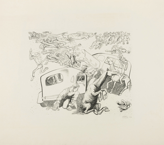 Taxi Drivers against the Gold Shirts, 1940 (lithograph in black on cream wove paper)