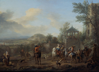 Departure For Hunting, 1055 (oil on canvas)