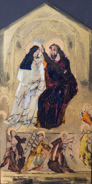 Coronation Of The Virgin (Tryptch), 2014 (collagraph plate mono prints on chine colle paper)