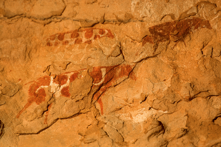 Cave painting depicting animals, Tassili n’Ajjer, Tadart Rouge - Bovidic period, Tassili n'Ajjer, Algeria, 2000 (photo)