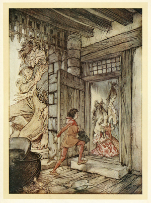 Taking the keys of the Castle, Jack unlocked all the doors, from English Fairy Tales, pub. 1922 (colour litho)