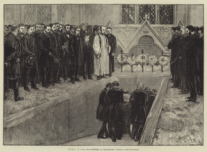 Funeral of Lord Beaconsfield at Hughenden Church, High Wycombe (engraving)