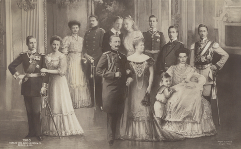 Kaiser Wilhelm II of Germany and his family, 1908 (litho)