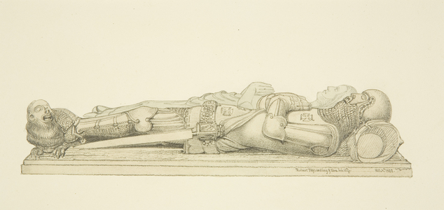 Effigies of Robert Fitzharding and his wife, in Bristol Cathedral (pencil & watercolour on paper)