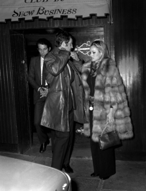 Jean-Paul Belmondo and Ursula Andress at the opening of the club "Show Business", Paris, 5 March 1969 (photo)