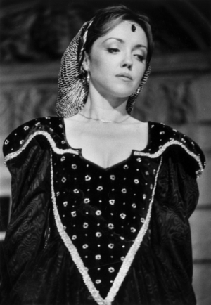 French Comedian Corinne Le Poulain in Play By Williamshakespeare, Paris, June 8, 1983 (b/w photo)