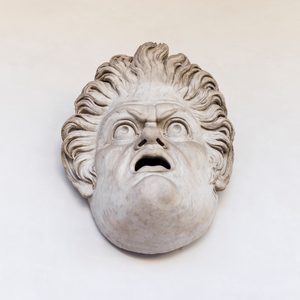 Mask of a satyr, 2nd century AD, white marble, National Roman Museum at the Baths of Diocletian, Rome, Italy