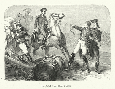 Le general Girard blesse a Ligny (engraving)