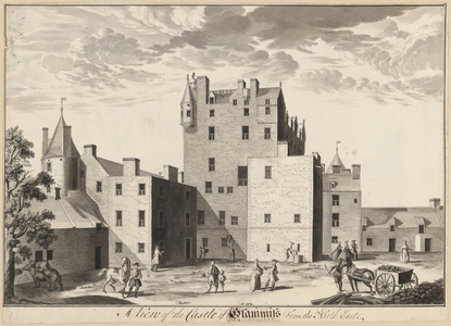 A view, in Indian ink, of the castle of Glammis, taken from the north-east; drawn by John Elphinstone.
