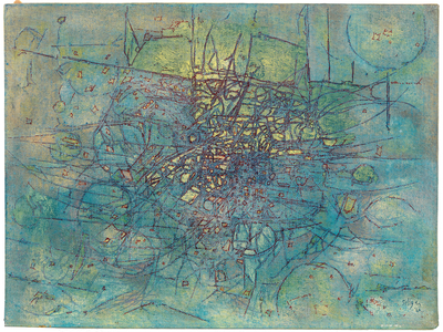 Industrial Night, 1962 (oil, pen and ink on board)