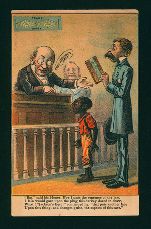 Advertising card for Jackson's Best chewing tobacco (colour litho)