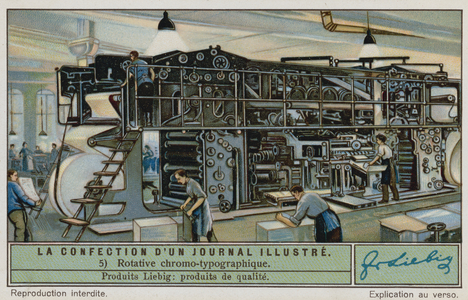 Production of an illustrated newspaper: chromotypography (chromolitho)
