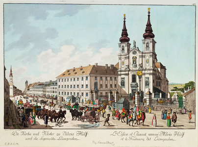 Kirche und Kloster zur Maria Hilf, Mariahilferstrasse, c.1783 (engraving)