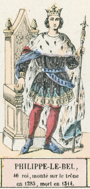 Philippe-le-Bel, 46e roi, monte sur le trone en 1285, mort en 1314 (coloured engraving)