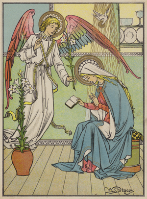 Behold, the handmaid of the Lord (colour litho)
