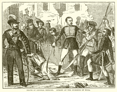 Death of General Henschi. Gorgey at the Storming of Buda (engraving)