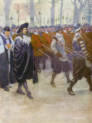 King Charles I walking to his execution (colour litho)