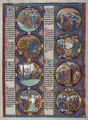 Biblical scenes and moralisations in a series of eight roundels
