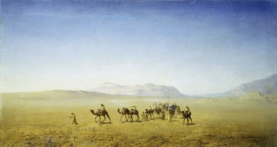 An Arab Caravan in the Desert (oil on canvas)