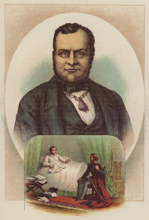 Count Cavour, Garibaldi's first interview with Cavour (colour litho)
