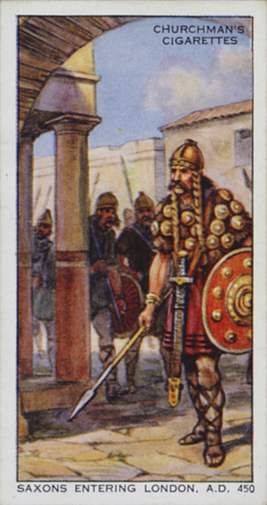 Story of London: Saxons Entering London, about AD 450 (colour litho)