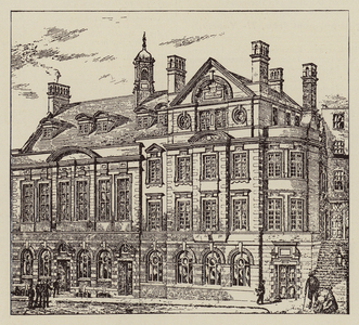 St Bride Foundation Institute, Bride Lane, Fleet Street, London (litho)