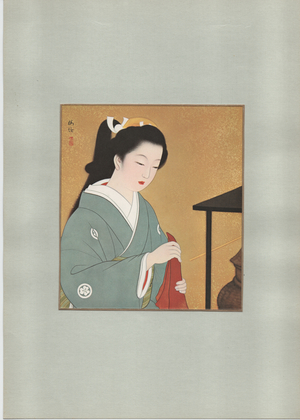 Geisha in grey cape, unknown (screen printing)