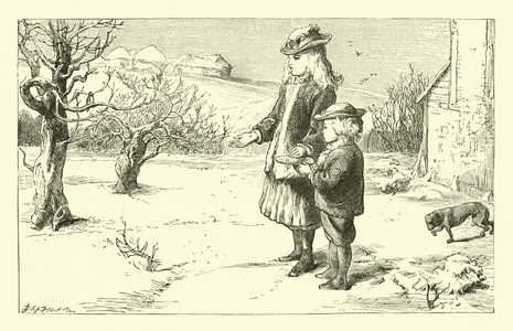 When the snow is on the ground (engraving)