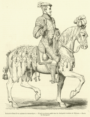 Portrait de Henri II en capitaine de chevau-legers (engraving)