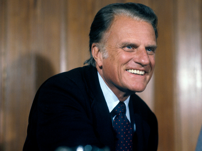 Oslo 19780921. American evangelist Billy Graham at the press conference during the …, 1978 (photo)