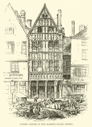 Gothic House in the Market-Place, Reims (engraving)