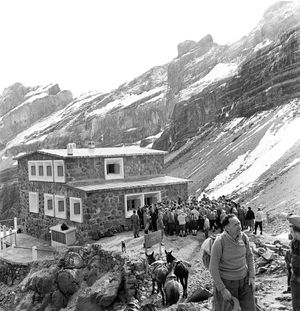 Opening of A New Mountain Refuge in The Pyrenees , South West of France, October 23, 1956 (b/w photo)