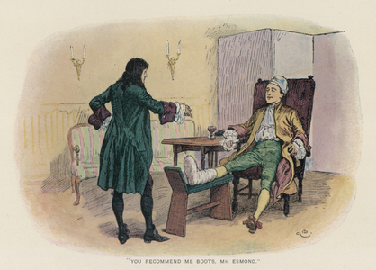 Illustration for The History of Henry Esmond by Thackeray (colour litho)