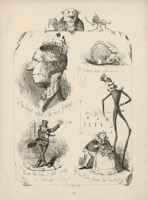 Page from Proverbs with Pictures by Charles H Bennett, 1859 (engraving)