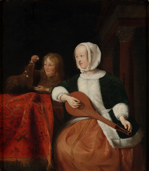 Woman Tuning a Mandolin, c.1830 (oil on canvas)