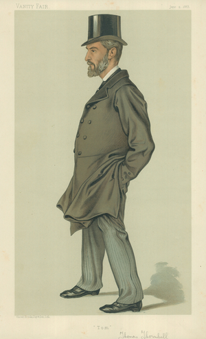 Mr Thomas Thornhill, Tom, 2 June 1883, Vanity Fair cartoon (colour litho)