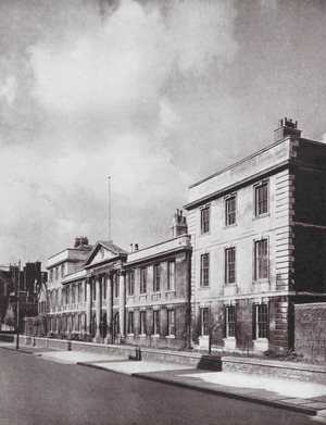 Cambridge: Emmanuel College, Entrance-front, from South West (b/w photo)