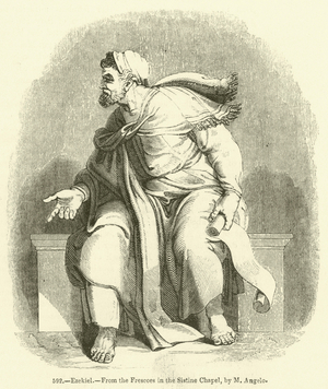 Ezekiel, from the Frescoes in the Sistine Chapel, by M Angelo (engraving)