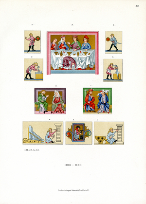 Medieval Scenes of Courtly Life, 1100-1160 (chromolitho)