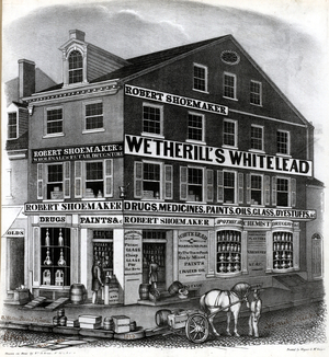 Robert Shoemaker's wholesale & retail drugstore, corner of Second and Green Streets, Philadelphia, printed by Wagner & M'Guigan, December 1846 (litho)


