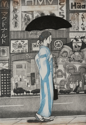 A girl in town, 2007 (etching)