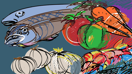 Blue fish composition, 2007 (computer graphics)